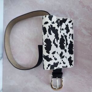 Dairy cow wallet envelope fanny pack belt black white belt women's medium
